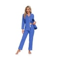 thumbnail image 7 of MAYFISH 100% Cotton Pajama Sets for Women Long Sleeve Sleepwear Button Down Pjs Fall 2 Piece Lounge Sets S-XXL(Blue, X-Large), 7 of 7