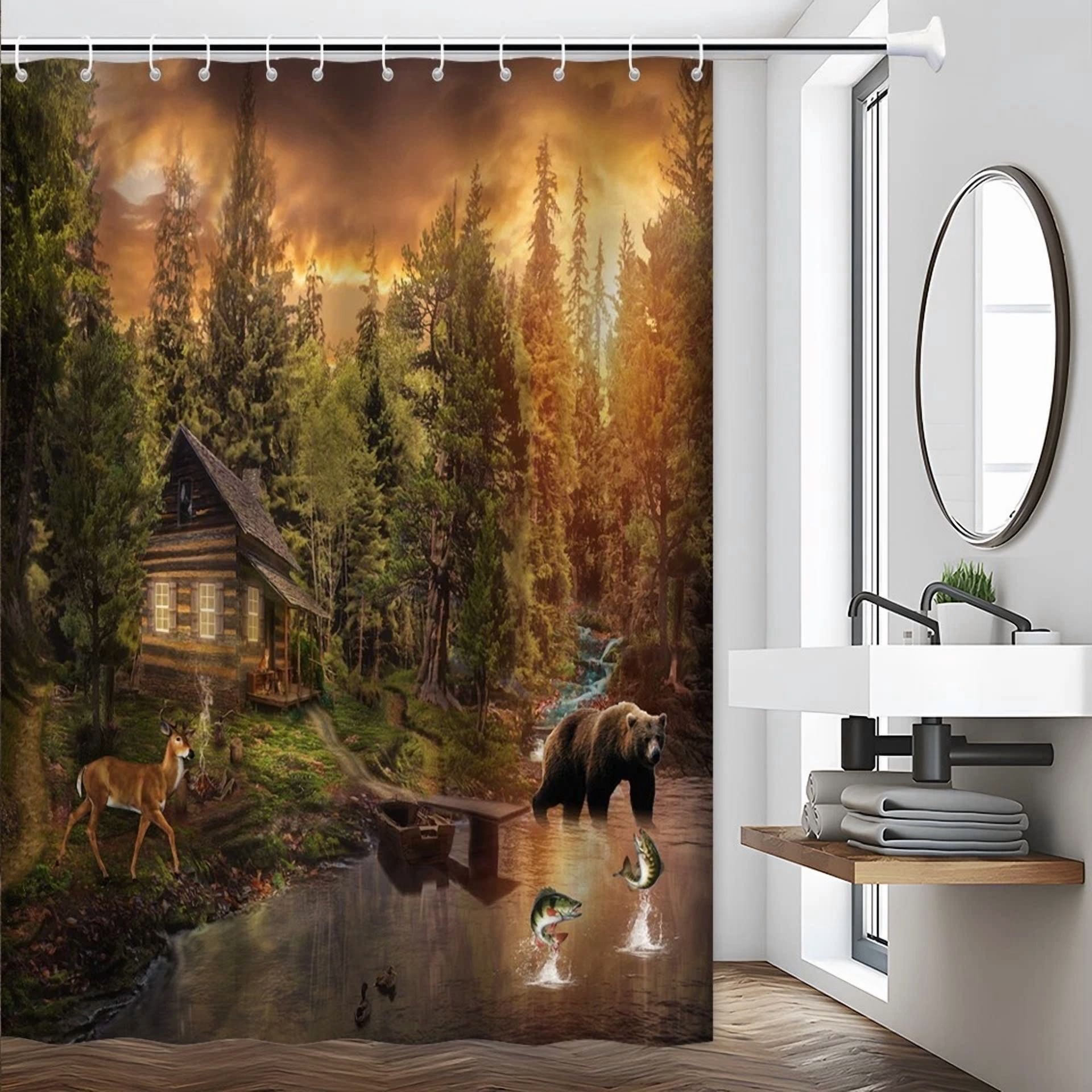 BUTTERFLY- 1Pc Shower Curtain -Polyester Fabric- 70.8X70.8 Inches With Hooks-6524A