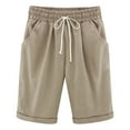 thumbnail image 4 of Shorts for Women Summer Plus Size High Waisted Lacing Beach Pocket Knee Length Bermuda Cargo Board Gym Khaki Bottoms Sizes 6XL, 4 of 5
