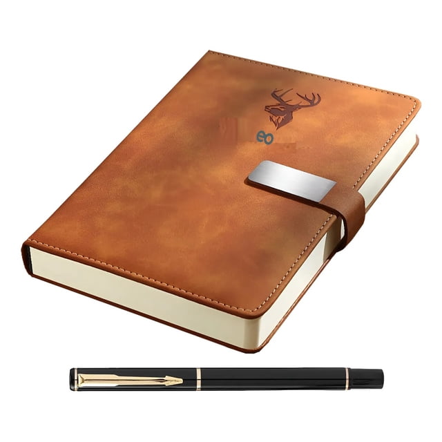 Cuaderno Libreta A5 Notebook Regalo 360 Páginas Pluma Negro Color Marron