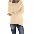 thumbnail image 1 of Chandails pour Femmes Unis Coupe Ample Blouse Légère Confortable Hauts Automne Hiver Manches Longues Hauts Décontractés Col Rond Chandail Hauts Noir P, 1 of 4