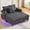 Dark Gray, variant on Oversized Chaise Lounge Chair Indoor,Upholstered Sofa Bed with LED Ambient Light&USB and Cup Holder, Comfy Corduroy Sleeper Couch Reading Chairs for Living Room,Movie Rooms,Bedroom(Pink)