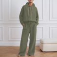 thumbnail image 2 of DHFJKG 2 Piece Sets Mens Hoodies Linen Loose Fit Long Sleeve Button Front Shirt Pullover Wide Leg Pants Lightweight Casual Classic Outfit, 2 of 5