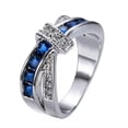 thumbnail image 2 of BLOPQ Sapphire Crystal Ring - Zirconia Stone Rings Sterling Silver Woman Jewelry Gift-9, 2 of 4
