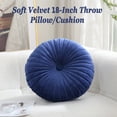 thumbnail image 2 of Velvet 18-Inch Round Throw Pillow for Home Decorative Couch, Navy (Set of 2), 2 of 6