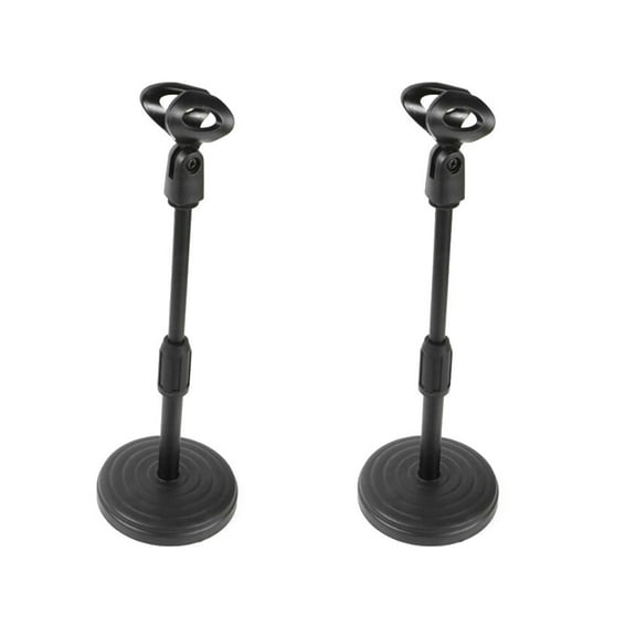 2pcs Desktop Microphone Stand Adjustable Table Mic Stand Tabletop Mic Holder with Mic Clip for Meetings Lectures Podcast Livestream ( Black )