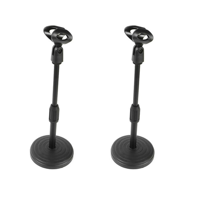 MIANGASTORE 2pcs Desktop Microphone Stand Adjustable Table Mic Stand Tabletop Mic Holder with Mic Clip for Meetings Lectures Podcast Livestream ( Black )