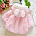 thumbnail image 3 of Baby Girl Winter Jacket Warm Faux Fur Fleece Coat Children Jacket Rabbit Ear Hooded Outerwear, 3 of 9