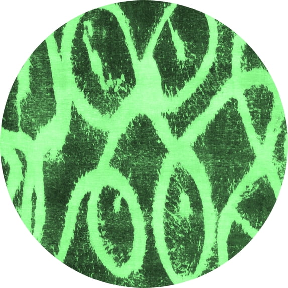 Ahgly Company Indoor Round Abstract Emerald Green Modern Area Rugs, 8' Round