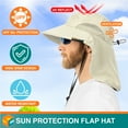 thumbnail image 4 of SUN CUBE Wide Brim Sun Hat with Neck Flap, Fishing Hiking for Men Women Safari, Neck Cover for Outdoor Sun Protection UPF50+ | Beige Cream, 4 of 8