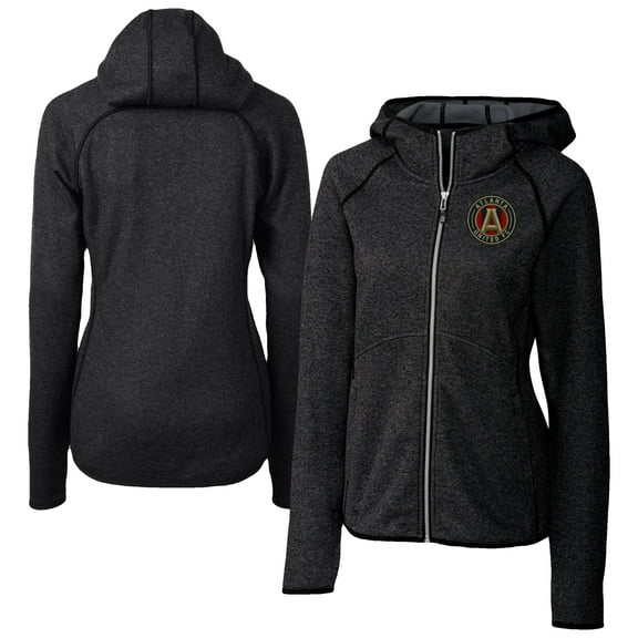 Women's Cutter & Buck  Heather Charcoal Atlanta United FC  Mainsail Sweater-Knit Full-Zip Jacket