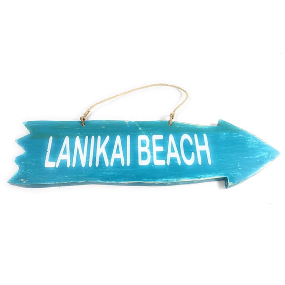 Arrow Sign "Lanikai Beach" Wooden 12" X 4" - Blue | #snd25098b