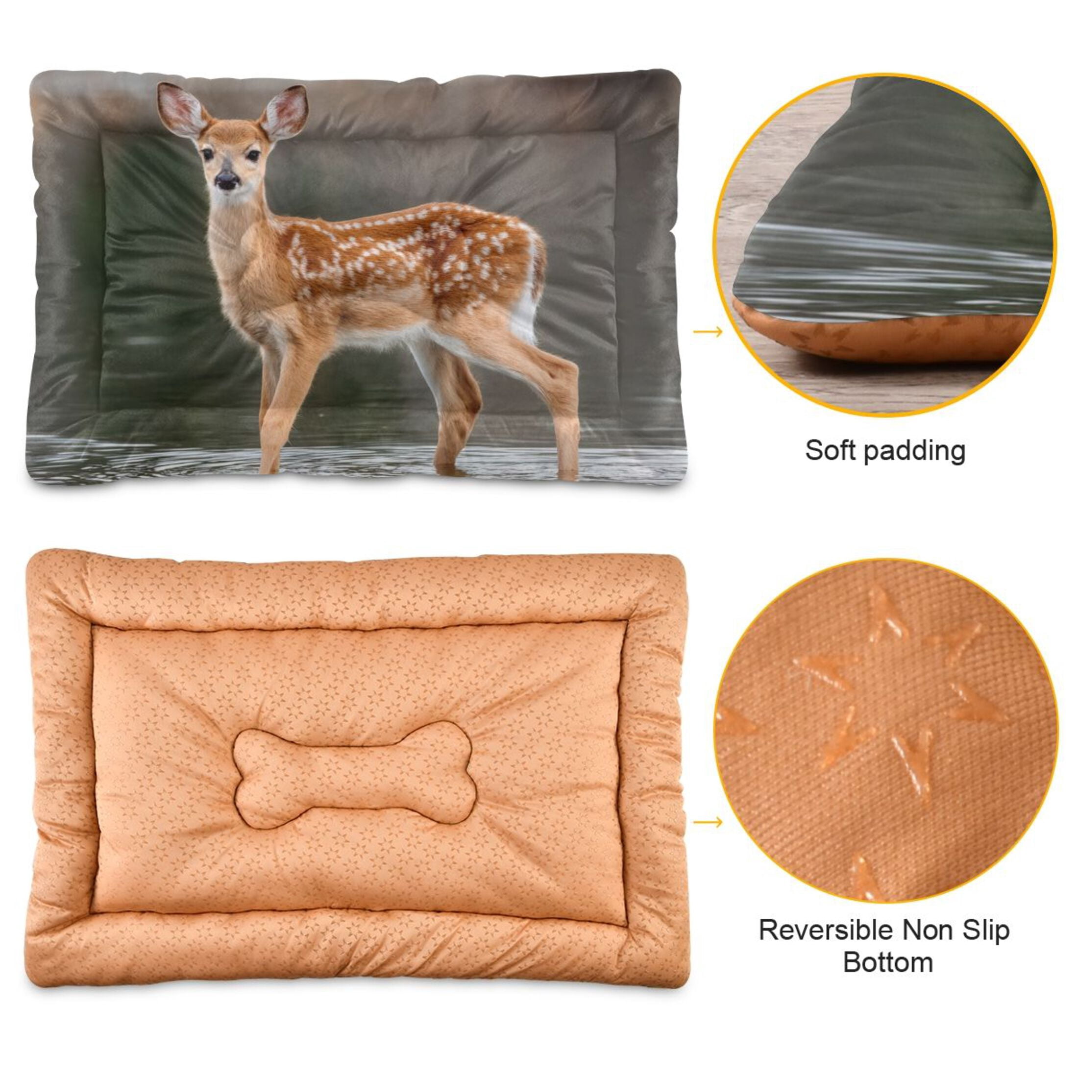 Cozy Mat Pet Bed Indoor Outdoor Warm Soft For Cat Dog Puppy(S/M) Deer Stands in The River