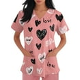 thumbnail image 3 of longantii Valentines Day Print Scrubs for Women Nurse Vet Pediatric with Design Fit Plus Size Scrub Tops 2025 Spring Summer Scrub Shirts Pink XXL, 3 of 5