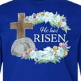 thumbnail image 4 of Inktastic Easter He Has Risen with Cross and Flowers Long Sleeve Youth T-Shirt, 4 of 5