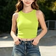thumbnail image 2 of Girls 9-14 Years Ribbed Knit Tank Top Crew Neck Sleeveless Solid Color Casual Everyday Spring Summer Top Yellow 9 Years, 2 of 7