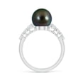 thumbnail image 2 of Angara Tahitian Cultured Pearl Ring with Graduated Diamonds in 14K White Gold for Women | June Birthstone Jewelry for Her, 2 of 8