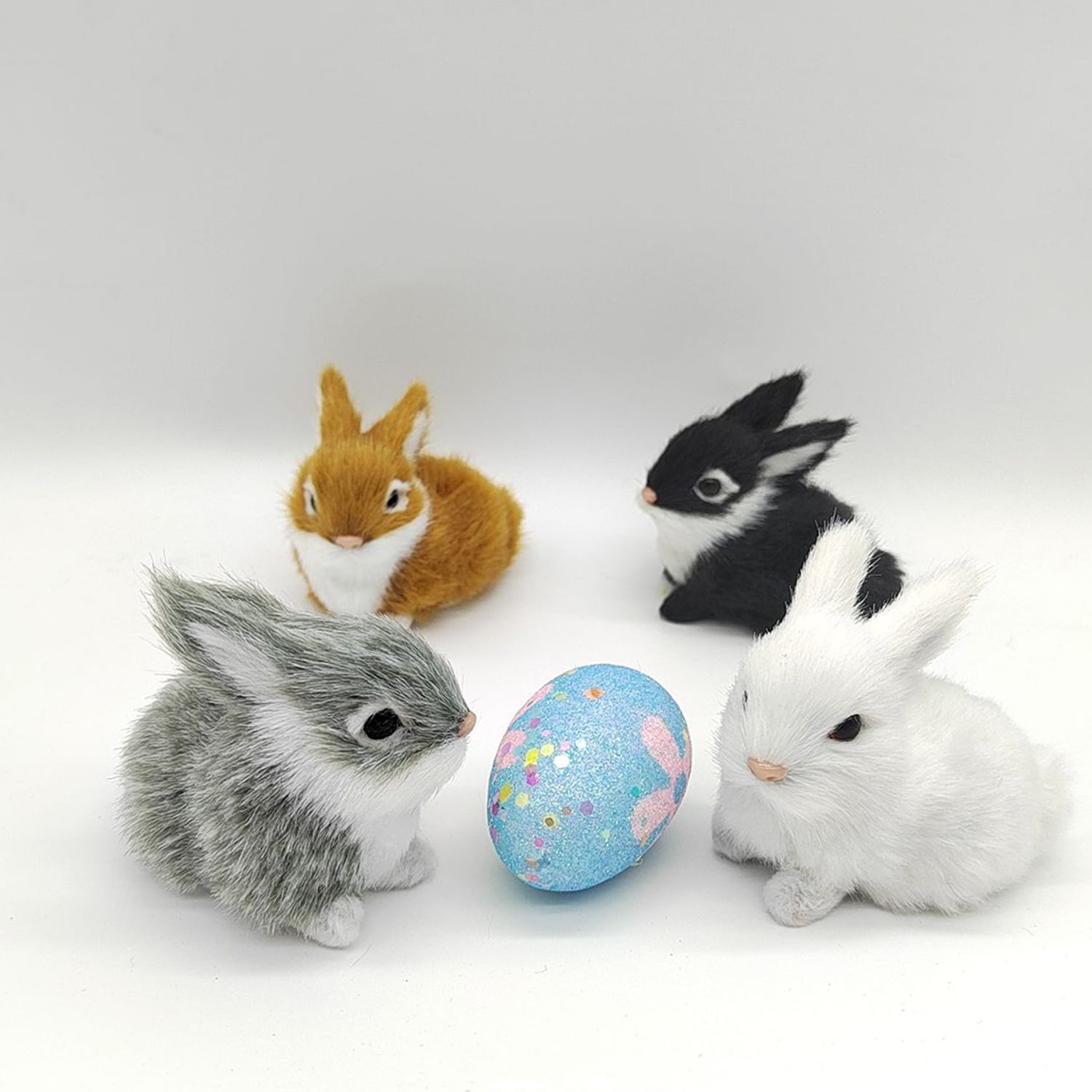 2pcs 2.76in Realistic Cute Plush Rabbits Fur Lifelike Animal Easter Bunny Simulation Toy Gift Decorations，Style 4