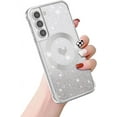 thumbnail image 7 of Magnetic for Samsung Galaxy S21 Case,Clear Slim Love Heart Pattern Cute Luxury Glitter Shiny Sparkle Samsung S21 Phone Case,Soft Shockproof Samsung S21 Case Compatible with MagSafe,Silver, 7 of 7