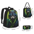 thumbnail image 4 of Naloa Realistic Style Wolf Warrior Print Large Capacity Backpack Lunch Bag Pencil Case Combination 3 Piece Set for Student, 4 of 8