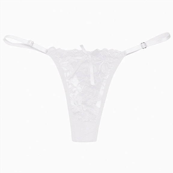 Linfrsh Lace Thongs For Women Plus Size Sexy Underwear T Back Stretch g string thong White,One Size