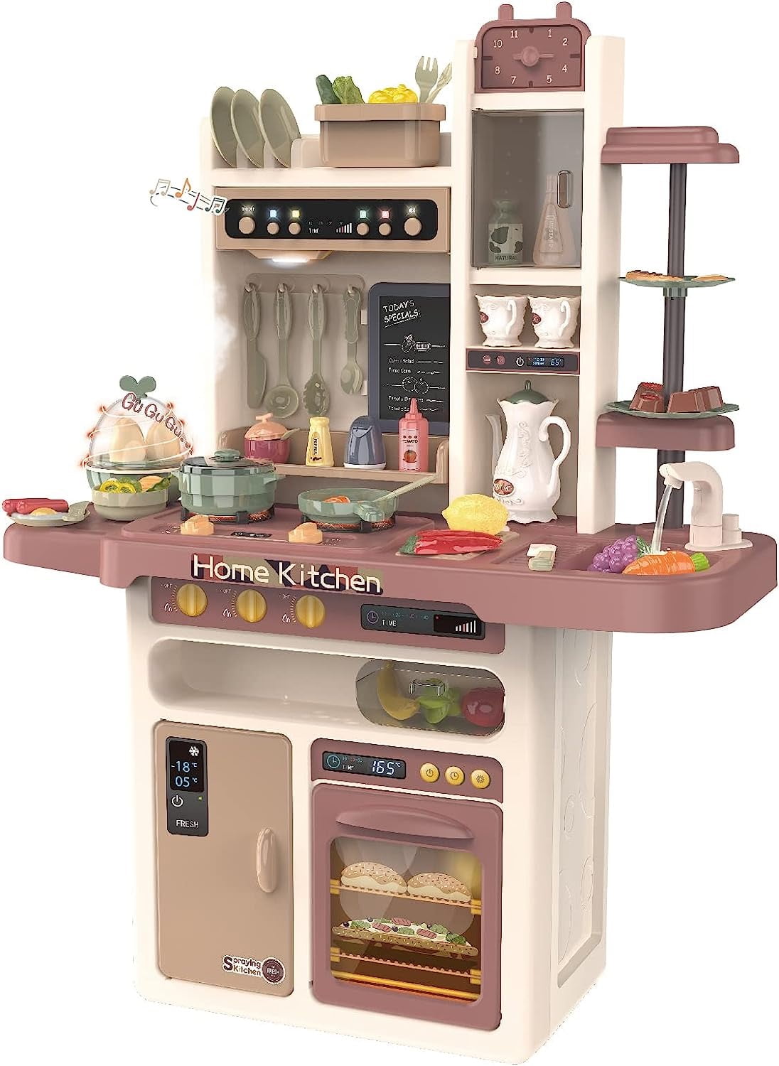 Yexmas Play Kitchen,Kids Kitchen Playset with Real Sounds & Lights