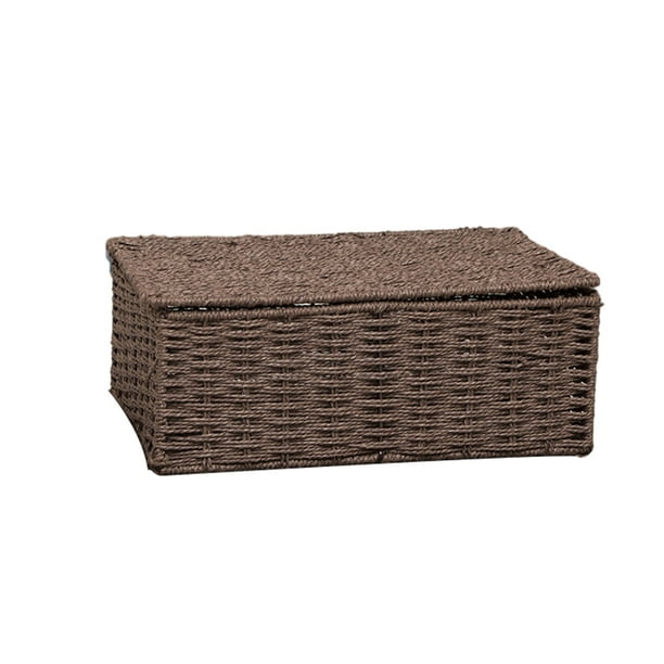 Moyic Cesta de almacenamiento de ratán de papel, duradera y conveniente para cualquier lugar, contenedor de almacenamiento, organizador de Almacenamiento y organización del hogar café Grande 36*26*15