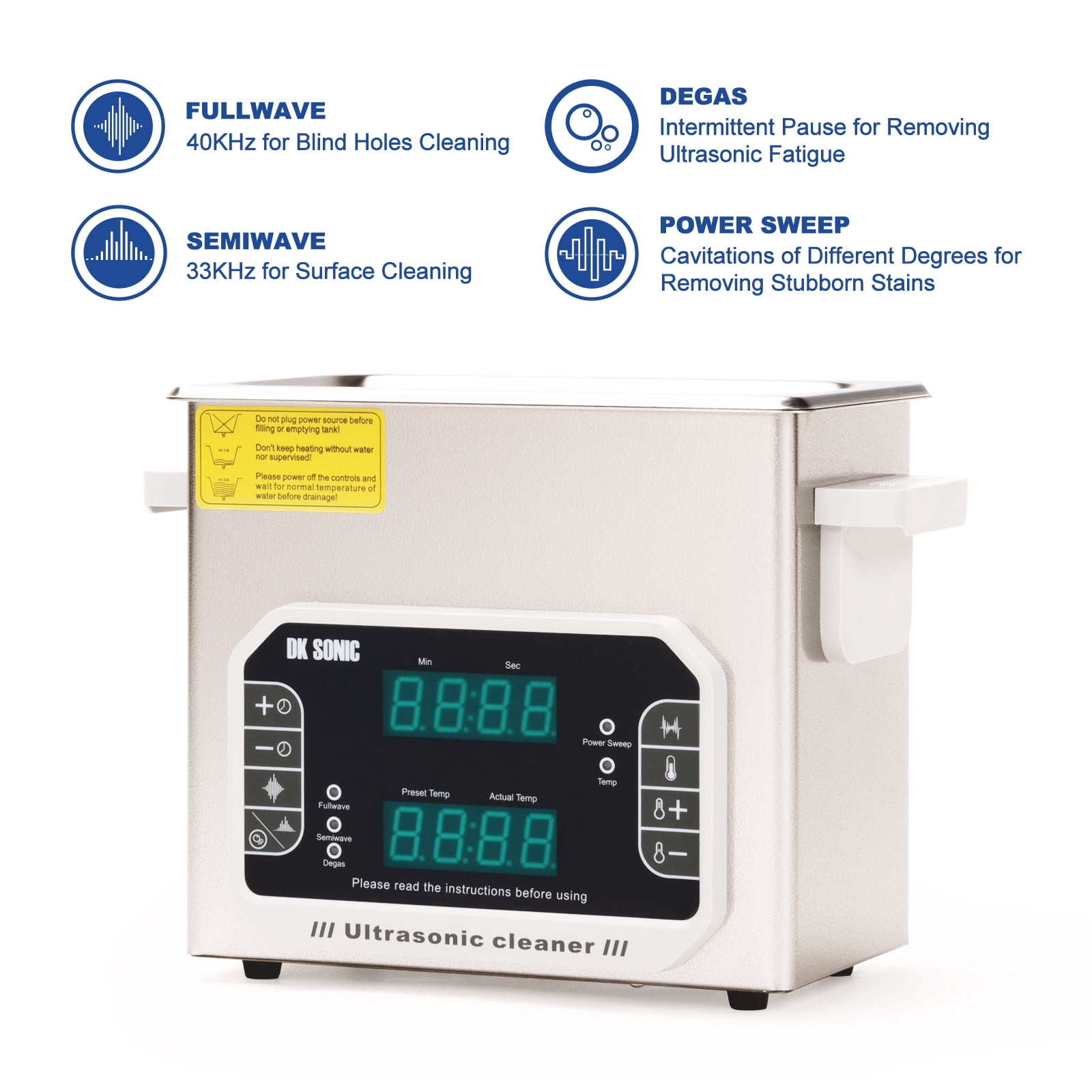 DK SONIC Ultrasonic Cleaner,Sonic Cleaner,Touch Control Lab Ultrasonic Cleaner for Cleaning Dental Tool,Bicycle,Gun,Carburetor Parts,Jewelry,Eyeglasses,Denture,Watchband,Coins etc.
