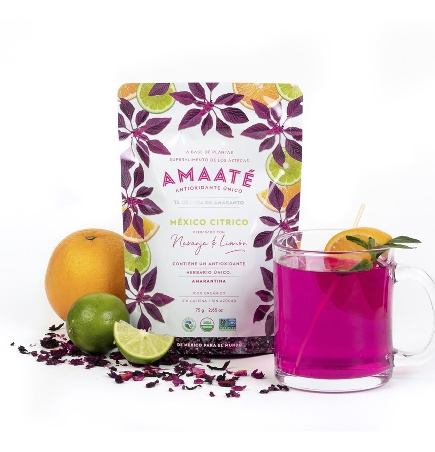 Té Antioxidante de Hoja de Amaranto, Citricos Y Frutos Amaaté 75gr