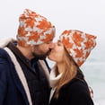 thumbnail image 5 of Picia Maple Leaves A Pattern Knitted Beanie Hat for Men and Women , Unisex Winter Warm Stretchy Knit Cap Thick Fisherman Beanies Cuffed Plain Skull Caps, 5 of 6