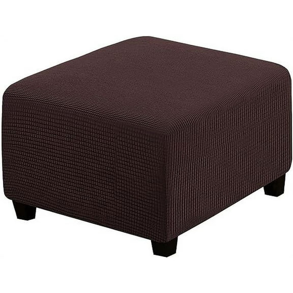 NAMZI Super Stretch Soft Ottoman Cover with Elastic Band Footrest Sofa Slipcover Folding Storage Stool Furniture Protector for Square and Rectangle Ottoman (Brown, Large)