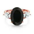 thumbnail image 2 of Gem Stone King 18K Rose Gold Plated Silver Black Onyx and White Created Sapphire Ring for Women (7.00 Cttw, 14X10MM Oval and 7X5MM Pear Shape, Gemstone December Birthstone, Size 9), 2 of 3