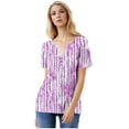 thumbnail image 5 of Gyedtr Tops For Women Going Out Tops For Women Women'S Fashion Printed Short Sleeve Button Round-Neck And V-Neck Top Blouse Y2K Tops, 5 of 8