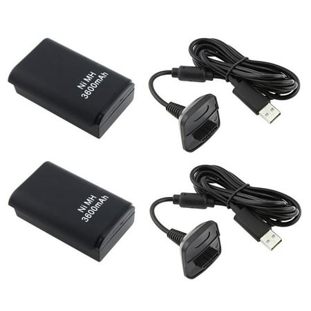 - Insten Xbox 360 Wireless Controller 2x Charging Cable+2 x 3600mAh Battery Pack