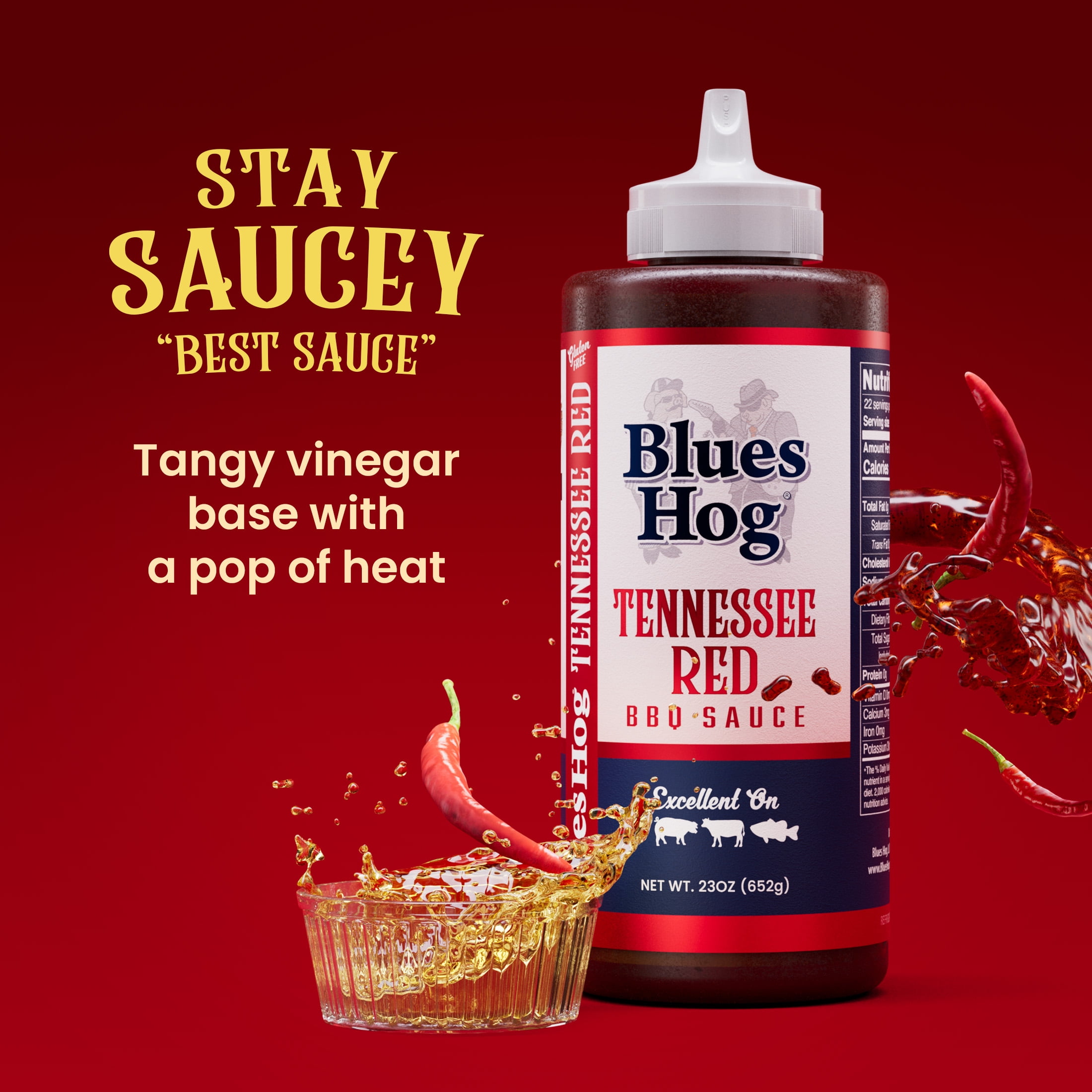 Blues Hog Tennessee Red BBQ Sauce Bottle, Gluten-Free, 23 oz