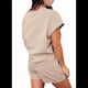 thumbnail image 3 of Conjunto de Pijama de 2 Piezas para Mujer, Color Liso, Cuello Redondo, Informal, de Tela Texturizada, Corta, Caqui, Talla M, 3 of 7