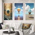 thumbnail image 1 of Designart "Infinite Possibilities in Retro Futurism" Abstract Landscape Framed Wall Art Set Of 3 - Blue Abstract Landscapes Frame Gallery Set For Office Decor, 1 of 6