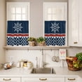 thumbnail image 4 of Kitchen Window Curtains Valance and Tier Set, Nautical Compass Retro Geometric Rod Pocket Tier Curtain Valance Set, Red and White Stripes Light Filtering Cafe Curtains for Bedroom Living Room, 4 of 9