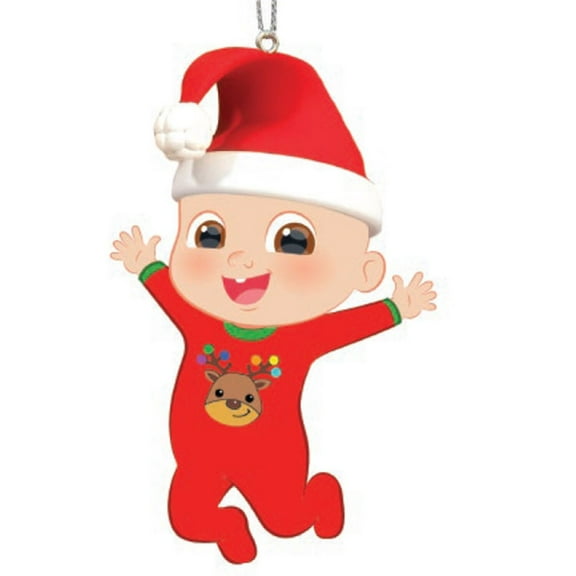Kurt Adler 3.75-Inch Cocomelon JJ in Pajamas in Santa Hat Christmas Ornament