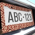 thumbnail image 6 of 1 Pcs Burgundy and Beige Ornate License Plate Frame,License Plate Cover for Car Decorative Parts,Aluminum License Plate Bracket Holder Rust-Proof for US Standard Car, 6 of 8