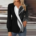 thumbnail image 2 of FAIWAD Tunique à Manches Longues Col en V pour Femmes Imprimé Plissé Superposé Boutonné Pull-Over Slim, 2 of 5