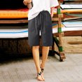 thumbnail image 2 of JINMGG Shorts for Women Clearance $5 Women's Summer Elastic Waist with Drawstring Solid Buttons Five Points Casual Pants Dark Gray XXL, 2 of 6