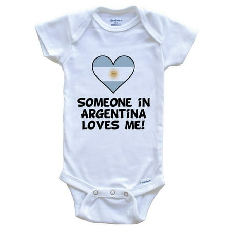 

Someone In Argentina Loves Me Argentinian Flag Heart Baby Bodysuit 3-6 Months White
