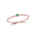 thumbnail image 2 of 10kt Rose Gold Womens Round Emerald Solitaire Diamond-accent Stackable Ring .03 Cttw, 2 of 4