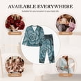 thumbnail image 7 of Salouo Blue Color Cactus Pattern Women's Pajamas Set Long Sleeve Button Down Sleepwear Soft Pj Lounge Sets for women 2 Piece Pjs Set with Long Pants-Medium, 7 of 7