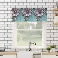 thumbnail image 4 of nqOlkjepod Purple Flowers Farmhouse Short Window Curtain Valances, Retro Floral Pastoral Mottled Walls Rod Pocket Kitchen Valances for Living Room Bedroom Bathroom Cafe, 1 Panel - 42" x 12", 4 of 8
