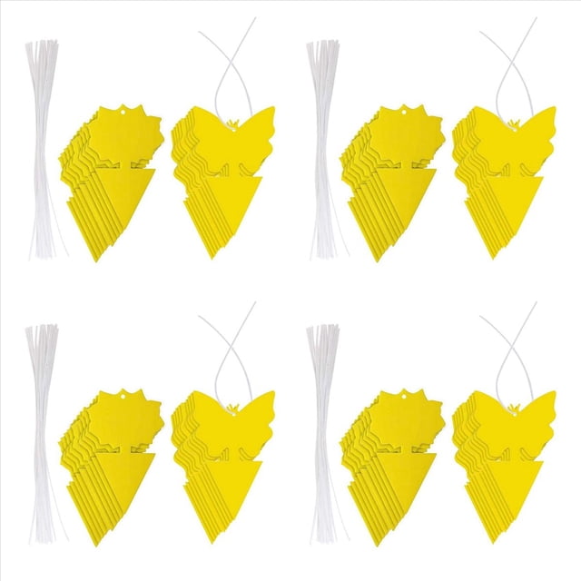 80 Piezas Trampas Adhesivas, Trampa para Moscas de la Fruta y Mosquitos Trampas Adhesivas Amarillas para Insectos para Uso y Exteriores Atrapa Insectos para Moscas Blancas