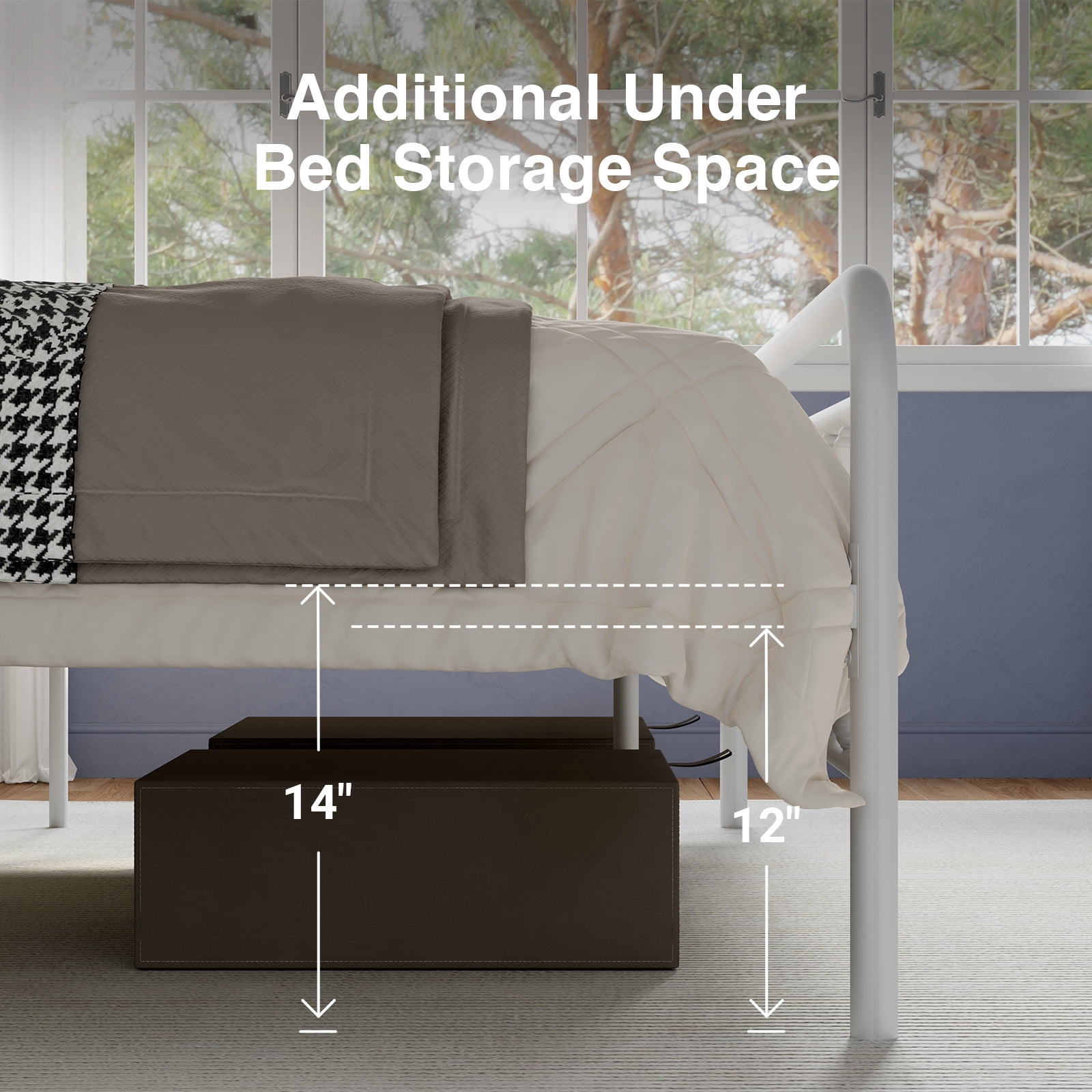 Novilla Metal Bed Frame Twin Size - Modern Minimalist Victorian Style with Headboard
