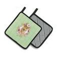 thumbnail image 2 of Carolines Treasures CK4307PTHD German Shepherd 2 Green Flowers Pair of Pot Holders 7.5HX7.5W multicolor, 2 of 4