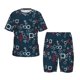 thumbnail image 1 of Balery Navy Blue Geometric Conjunto de Pijama Infantil de Manga Corta con Estampado – Ropa de Dormir de Algodón Suave-Medium, 1 of 6